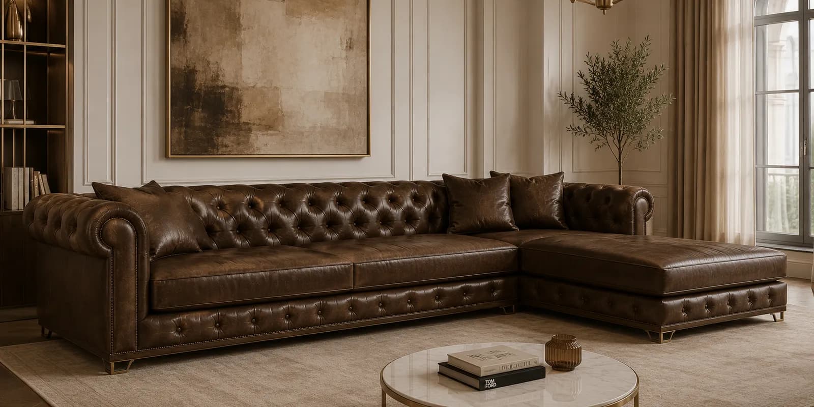 L-shape sofa — leather