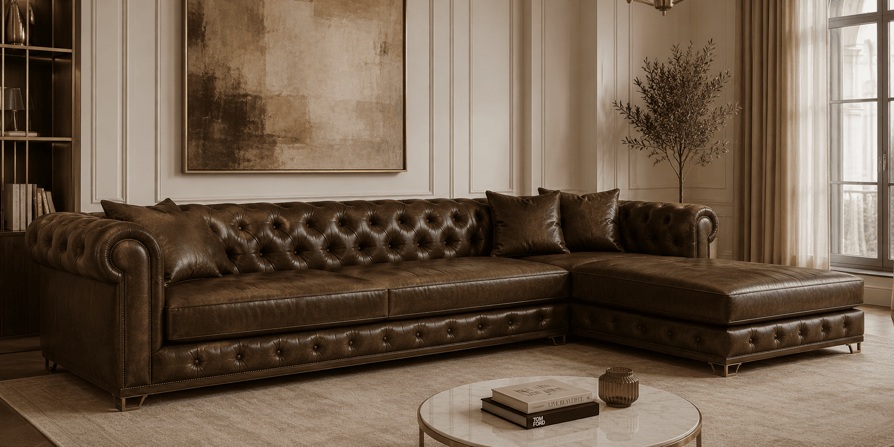 L-shape sofa — leather